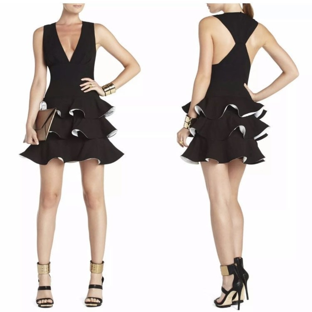 BCBG MaxAzria Katia Ruffled Cocktail Dress Sz 12